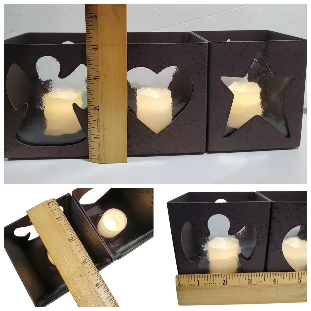 NIB Retired Partylite Celestial Lights Tealight Trio Metal glass candle holders - Picture 4 of 14